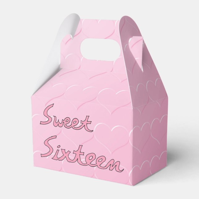 Sweet Sixteen in Pink Favour Box (Front Side)