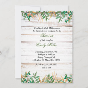 Sweet Sixteen Invitation Greenery Rustic