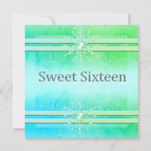 SWEET SIXTEEN INVITATION Light green crystal