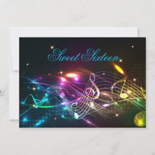 Sweet Sixteen Invitation Neon Glow Lights  