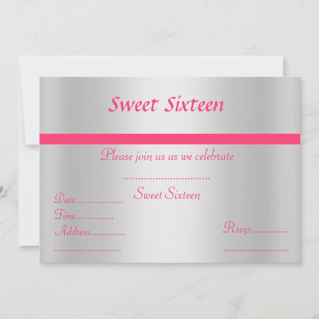 Sweet sixteen invitation silver (Front)