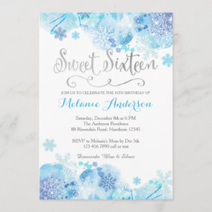 Sweet Sixteen invitation, Winter Wonderland Invitation