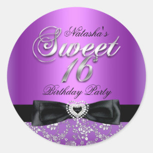 Sweet Sixteen Jewel Bow & Floral Lace Sticker
