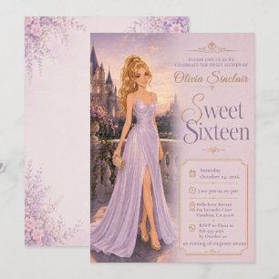 Sweet Sixteen Lavender Castle Invitation
