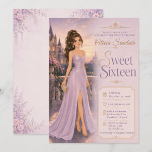 Sweet Sixteen Lavender Castle Invitation