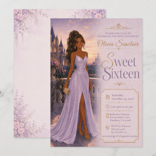 Sweet Sixteen Lavender Castle Invitation