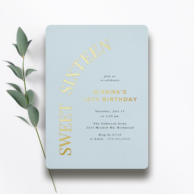 Sweet Sixteen | Light Blue and Gold 16th Birthday (Creator Uploaded)
