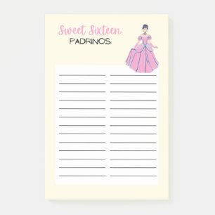 SWEET SIXTEEN LIST POST-IT NOTES