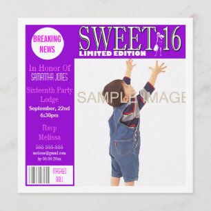 Sweet sixteen magazine style PERSONALIZE Invitation