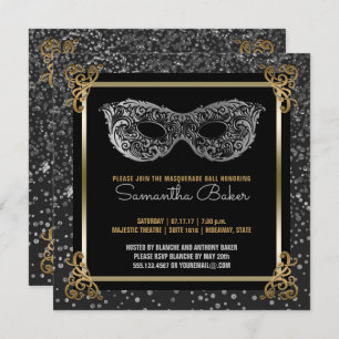 Sweet Sixteen Masquerade Ball Sweet 16 Silver Gold Invitation