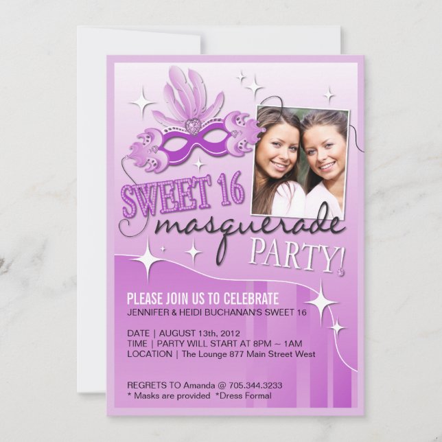 SWEET SIXTEEN MASQUERADE INVITATION (Front)