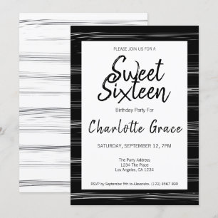 Sweet Sixteen Modern Simple Birthday Party Invitation