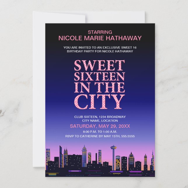 Sweet Sixteen Movie Poster Party Invitation (Front)