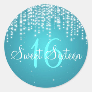 Sweet Sixteen Night Dazzle Blue Classic Round Sticker