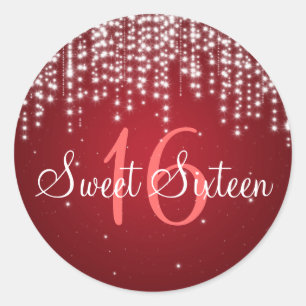 Sweet Sixteen Night Dazzle Red Classic Round Sticker