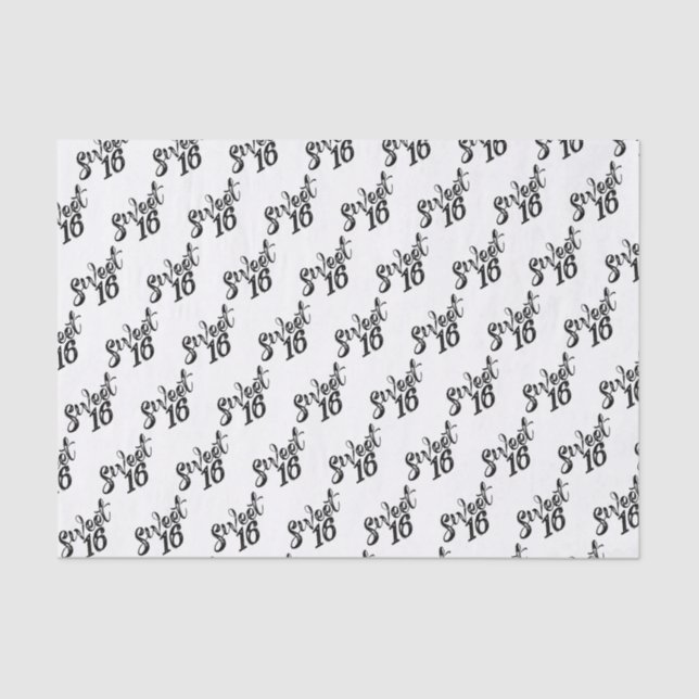 Sweet Sixteen Numbers 16th Birthday Tissue Paper (Front)