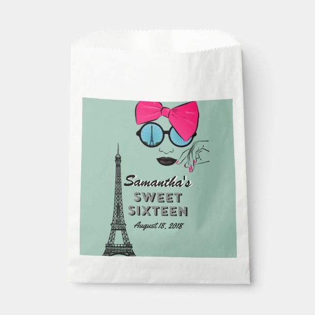 Sweet Sixteen Paris Birthday Treat Favour Bags (Front)