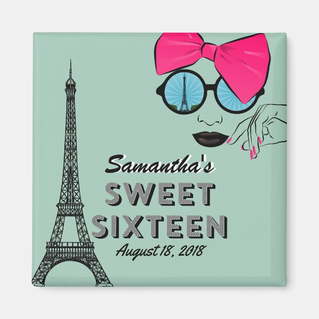 Sweet Sixteen Paris Theme Birthday Magnet (Front)