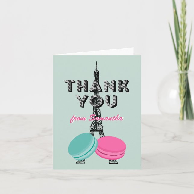Sweet Sixteen Paris Theme Birthday Thank You Card (Front)