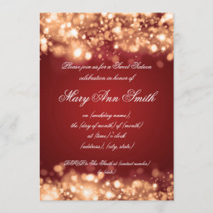Sweet Sixteen Party Gold Sparkling Lights Invitation