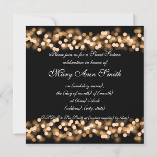Sweet Sixteen Party Hollywood Glam Gold Invitation
