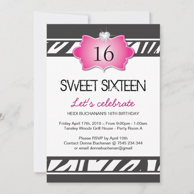 Sweet Sixteen Party Invitation (Front)