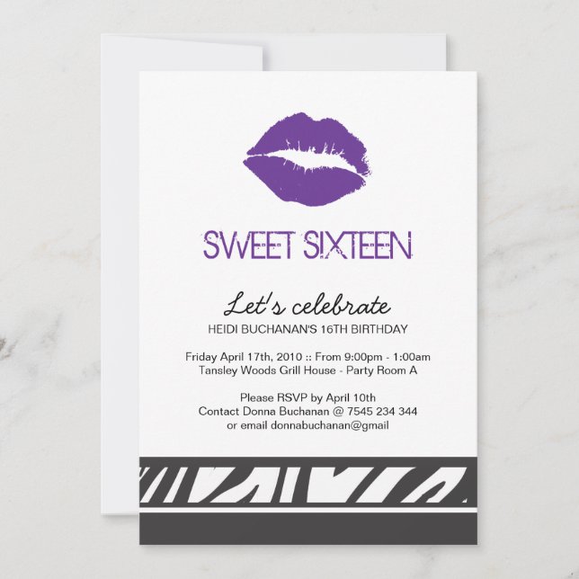 Sweet Sixteen Party Invitation (Front)