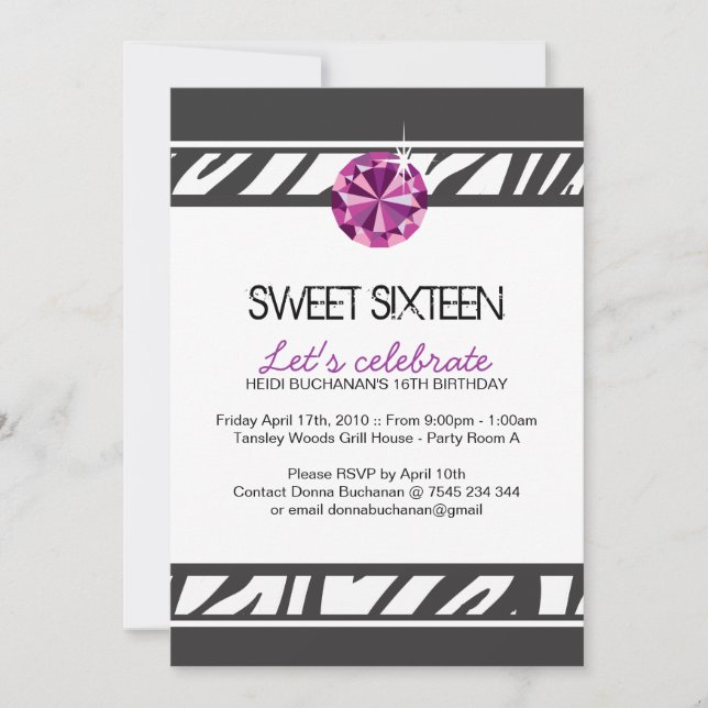 Sweet Sixteen Party Invitation (Front)
