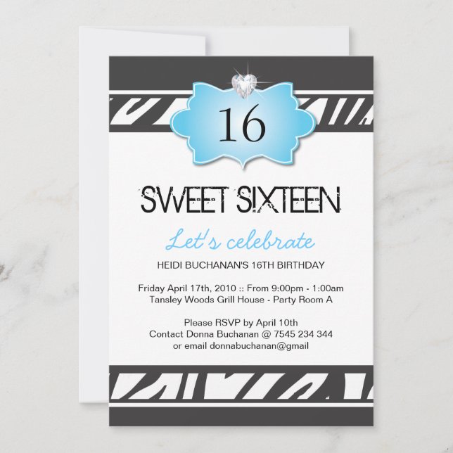 Sweet Sixteen Party Invitation (Front)
