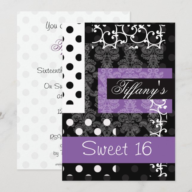 Sweet Sixteen party Invitation (Front/Back)