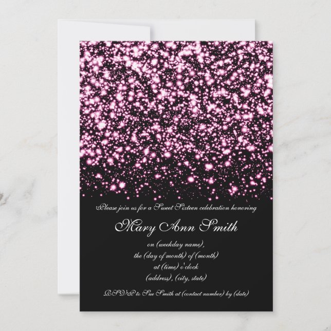 Sweet Sixteen Party Midnight Glam Pink Invitation (Front)