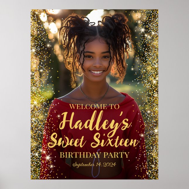 Sweet sixteen party photo welcome sign (Front)