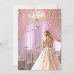 Sweet Sixteen Party Room Sparkle Lights Invitation