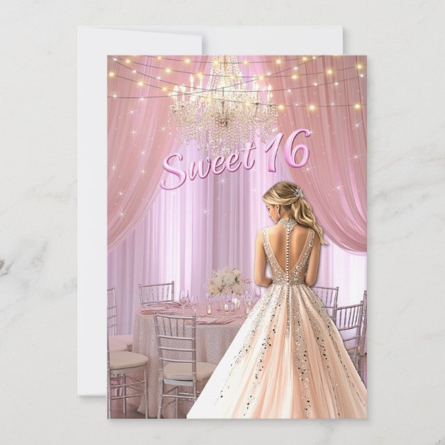 Sweet Sixteen Party Room Sparkle Lights Invitation (Front)