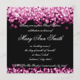 Sweet Sixteen Party Shimmering Pink Lights Invitation