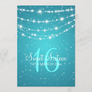 Sweet Sixteen Party Sparkling Chain Blue Invitation
