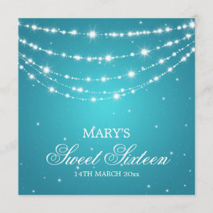 Sweet Sixteen Party Sparkling Chain Blue Invitation
