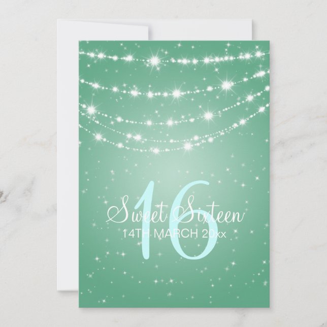 Sweet Sixteen Party Sparkling Chain Mint Invitation (Front)