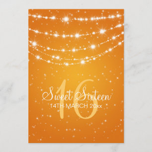 Sweet Sixteen Party Sparkling Chain Orange Invitation