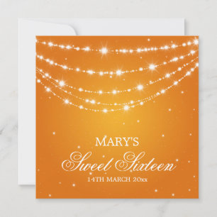 Sweet Sixteen Party Sparkling Chain Orange Invitation