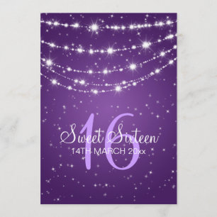 Sweet Sixteen Party Sparkling Chain Purple Invitation