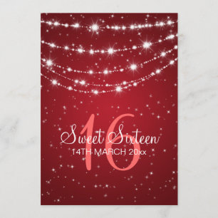 Sweet Sixteen Party Sparkling Chain Red Invitation