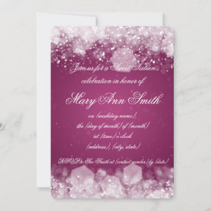 Sweet Sixteen Party Sparkling Night 2 Pink Invitation