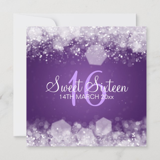 Sweet Sixteen Party Sparkling Night Purple Invitation (Front)