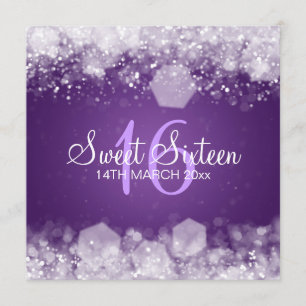Sweet Sixteen Party Sparkling Night Purple Invitation