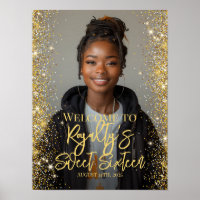 Sweet sixteen party welcome sign with photo