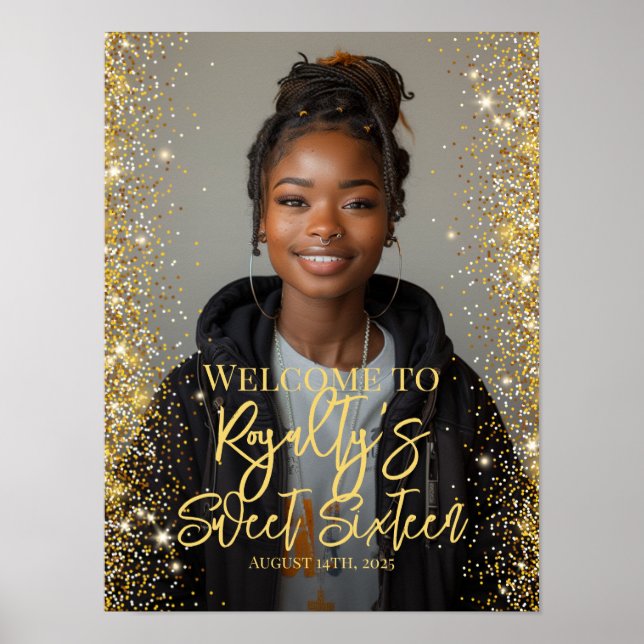 Sweet sixteen party welcome sign with photo (Front)