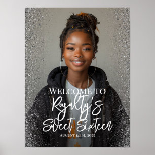 Sweet sixteen party welcome sign with photo