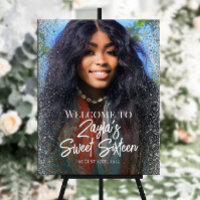Sweet sixteen party welcome sign with photo