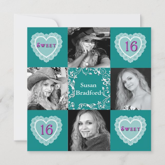 SWEET SIXTEEN PHOTO BIRTHDAY INVITATION (Front)